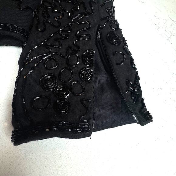 Elevated Luxurious Black Beaded Shimmering Top Sz Large - Picture 14 of 16